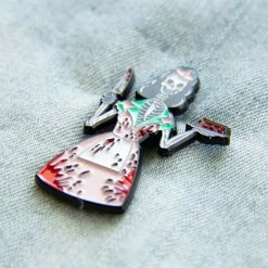 Ectogasm 1950's Bloody Skeleton Waitress Horror Enamel Pin Pins