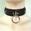 Ape Leather Men's Stuff Choker With One Welded D-ring And O-ring - Black On Black Leather