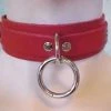 Ape Leather Choker With One Welded D-ring And O-ring - Red On Red Leather Men's Stuff 1 Ape Leather Choker With One Welded D-ring And O-ring - Red On Red Leather Men's Stuff