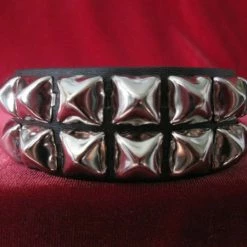 Ape Leather Wristbands And Cuffs Two Row Pyramid Wristband