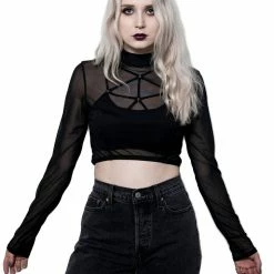 The Pretty Cult American Witch Mesh Crop Top