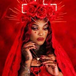 Glam Goth Beauty Blood Chapel - Deep Vintage Red Lipstick Hair And Makeup