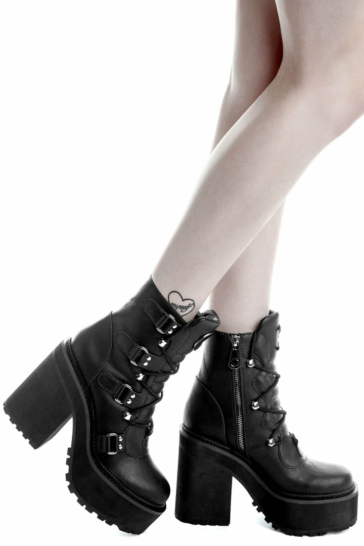 Killstar Women's Stuff Broom Rider Boots - Black 8 Killstar Women's Stuff Broom Rider Boots - Black