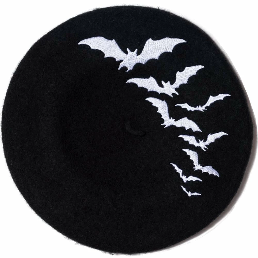 Kreepsville666 Bat Repeat White Beret Hat Men's Stuff 3 Kreepsville666 Bat Repeat White Beret Hat Men's Stuff