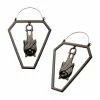 BodyVibe Black Plated Cut Out Bat In Coffin Plug Hoops