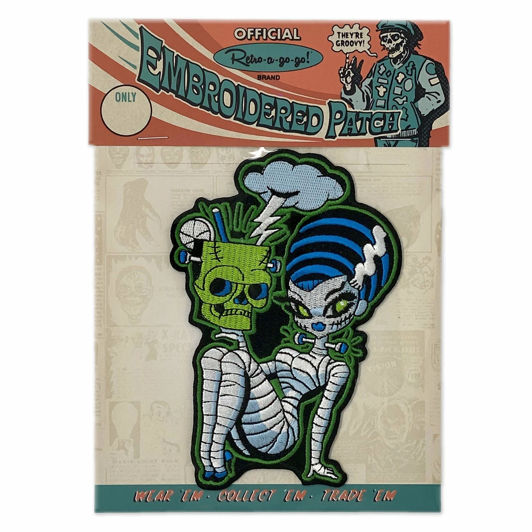 Retro-a-go-go Bride Of Frankenstein Embroidered Patch Patches 3 Retro-a-go-go Bride Of Frankenstein Embroidered Patch Patches