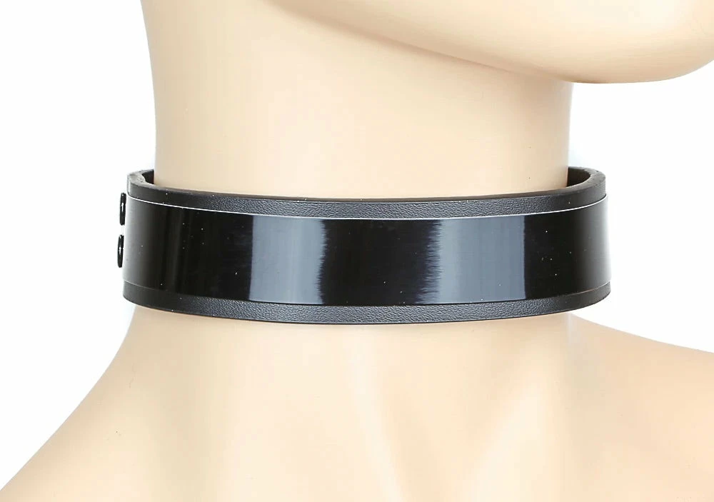 Funk Plus Black Leather Choker With Black Metal Plate 3 Funk Plus Black Leather Choker With Black Metal Plate