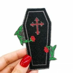 Project Pinup Coffin And Roses Gothic Iron On Embroidered Patch Gift Ideas