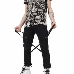 Lip Service Men's Stuff Cross Strap Stretch Jeans