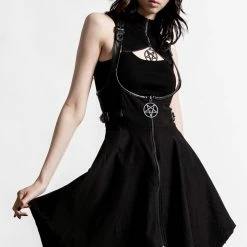 Killstar Dazed & Confused Suspender Skirt [BLACK] Women's Stuff