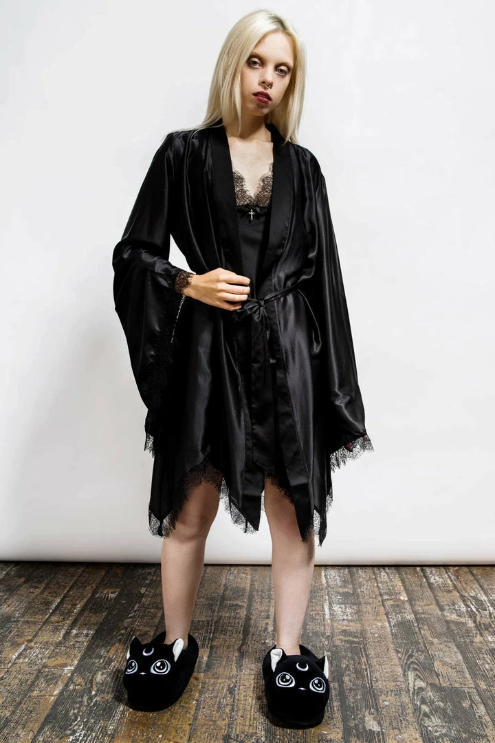 Killstar Women's Stuff Devil's Lullaby Satin Robe 8 Killstar Women's Stuff Devil's Lullaby Satin Robe