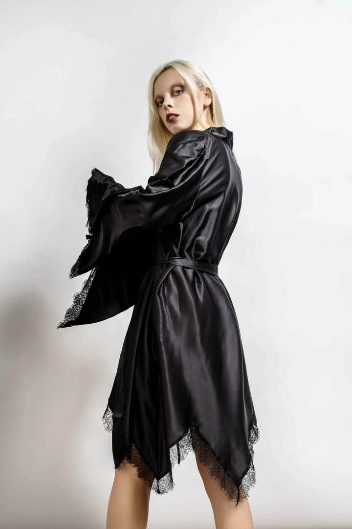 Killstar Women's Stuff Devil's Lullaby Satin Robe 10 Killstar Women's Stuff Devil's Lullaby Satin Robe