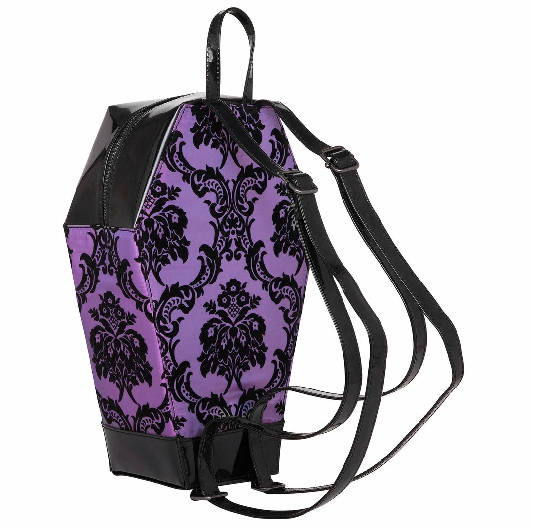 Rock Rebel Damask Coffin Backpack In Purple Bags & Backpacks 5 Rock Rebel Damask Coffin Backpack In Purple Bags & Backpacks