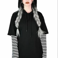 Killstar Jax Hooded Top - Black & White Men's Stuff
