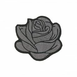 Project Pinup Large Gray And Black Rockabilly Rose Iron-On Embroidered Patch