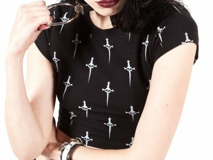 Lip Service Dagger Print Baby Tee Women's Stuff 3 Lip Service Dagger Print Baby Tee Women's Stuff