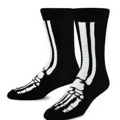 TeeHee Men's Skeleton Foot Polyester Crew Socks