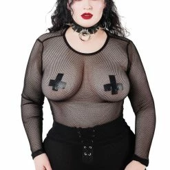 Killstar Overkill Fishnet Top - Black Women's Stuff
