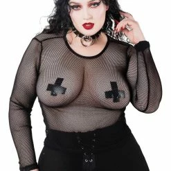 Killstar Overkill Fishnet Top - Black Women's Stuff
