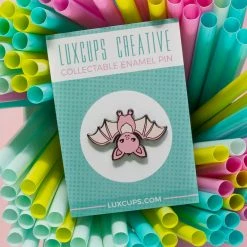 LuxCups Creative Pink Bat Enamel Pin 8 LuxCups Creative Pink Bat Enamel Pin