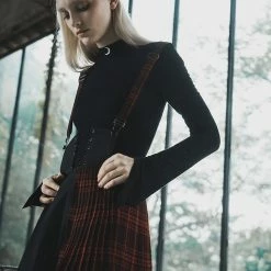 Punk Rave Plaid Spliced Suspender Skirt Women's Stuff