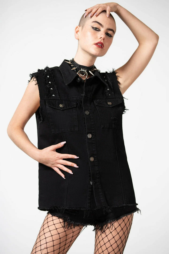 Killstar Ruse Denim Vest Men's Stuff 11 Killstar Ruse Denim Vest Men's Stuff