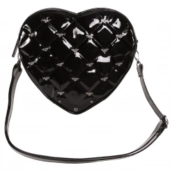 Rock Rebel Bags & Backpacks Bat Studded Quilted Heart Shoulder Bag - Black