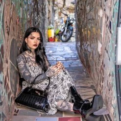 Sourpuss Shock Me Handbag - Black/Black Bags & Backpacks