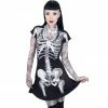 Kreepsville666 Women's Stuff Skeleton White Flare Dress