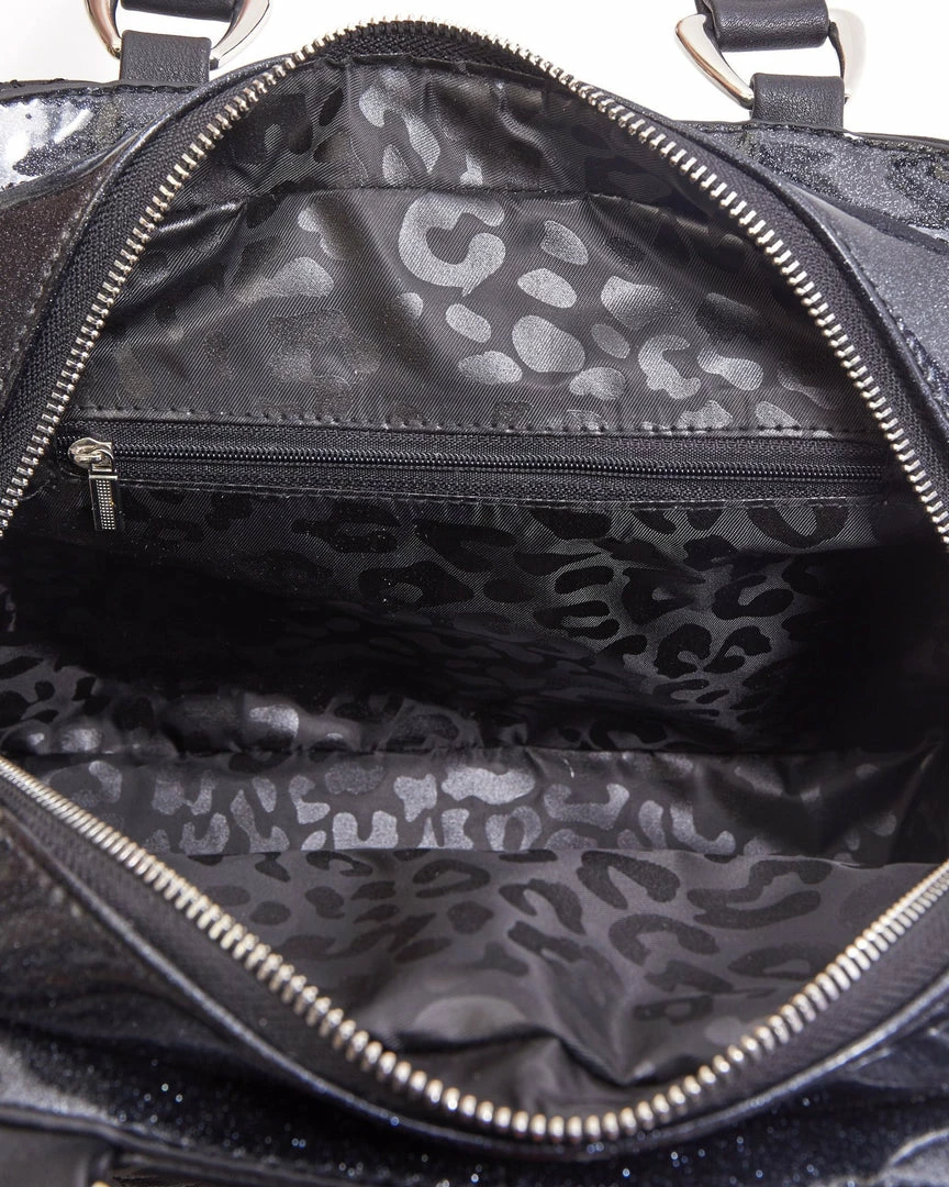 Lux De Ville Skull And Roses Tote Black Matte With Venom Red Sparkle