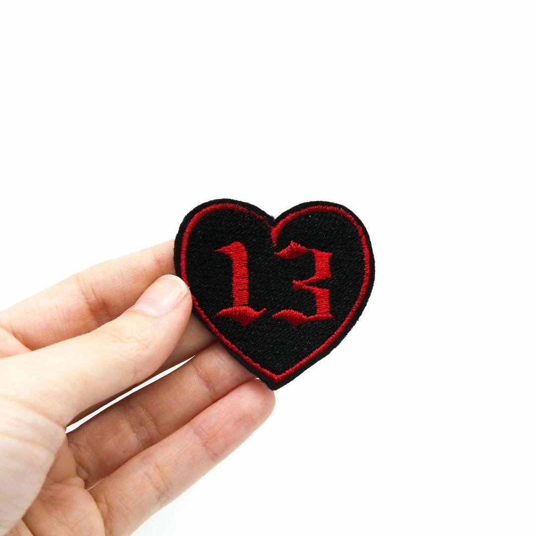 Project Pinup Small Gothic 13 Heart Embroidered Iron On Patch - Black And Red Patches 4 Project Pinup Small Gothic 13 Heart Embroidered Iron On Patch - Black And Red Patches