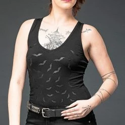 Queen Of Darkness Top Printed With Bats In The Front