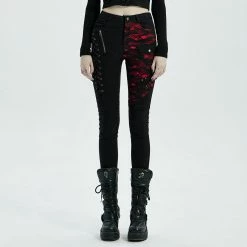 Punk Rave Women's Stuff Punk Blood Dark Denim Women's Pants