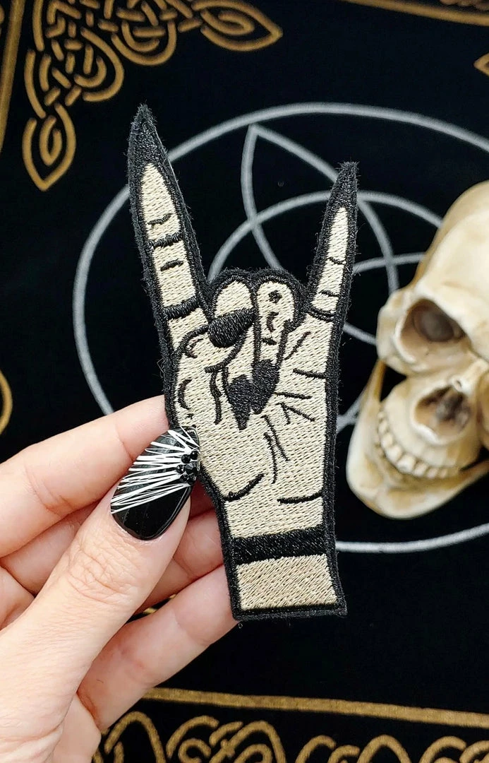 Project Pinup Gift Ideas Witchy Metal Horns Hand Iron On Embroidered Patch - Fair 4 Project Pinup Gift Ideas Witchy Metal Horns Hand Iron On Embroidered Patch - Fair