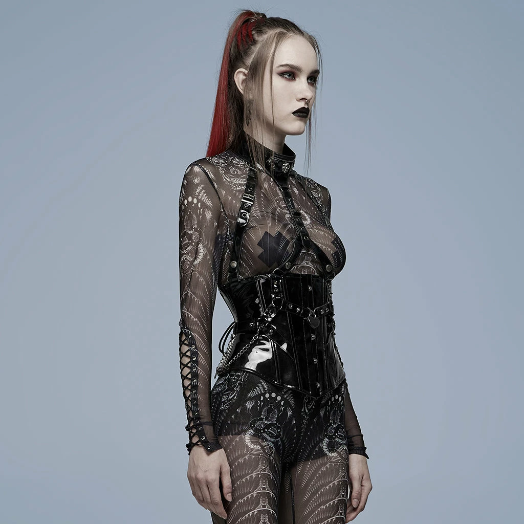 Punk Rave Women's Stuff Gothic Patent Leather Corset 5 Punk Rave Women's Stuff Gothic Patent Leather Corset