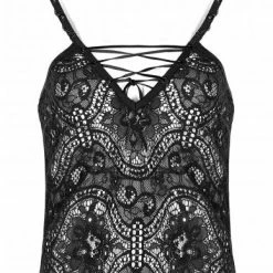 Punk Rave Women's Stuff Black Lace Opium Top