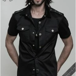 Punk Rave Men's Stuff Casual Black Men's Shirt