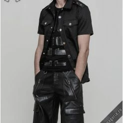 Punk Rave Men's Stuff Casual Black Men's Shirt