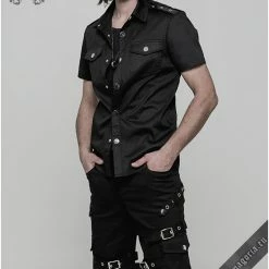 Punk Rave Men's Stuff Casual Black Men's Shirt