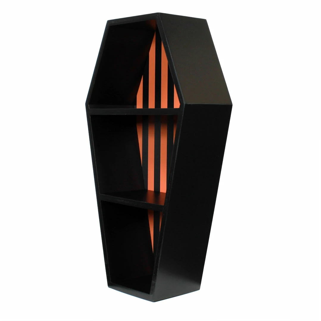 Sourpuss Gift Ideas Striped Coffin Shelf - Black/Pumpkin 4 Sourpuss Gift Ideas Striped Coffin Shelf - Black/Pumpkin