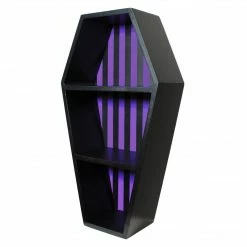 Sourpuss Striped Coffin Shelf - Black/Purple