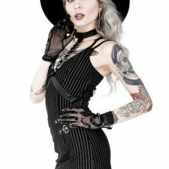ReStyle Collared Pinstriped Mini Gothic Dress Women's Stuff