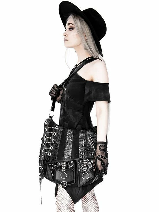 ReStyle Patchwork Hobo Bag With Multiple Pockets And Dragon PU 5 ReStyle Patchwork Hobo Bag With Multiple Pockets And Dragon PU