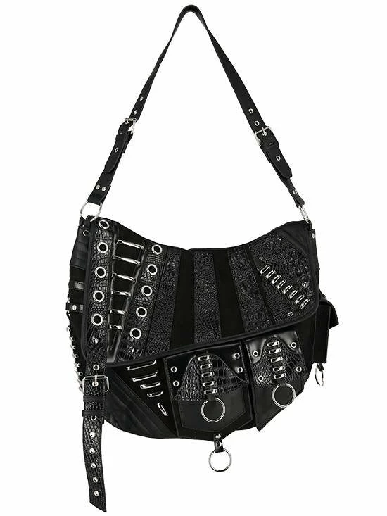 ReStyle Patchwork Hobo Bag With Multiple Pockets And Dragon PU 15 ReStyle Patchwork Hobo Bag With Multiple Pockets And Dragon PU