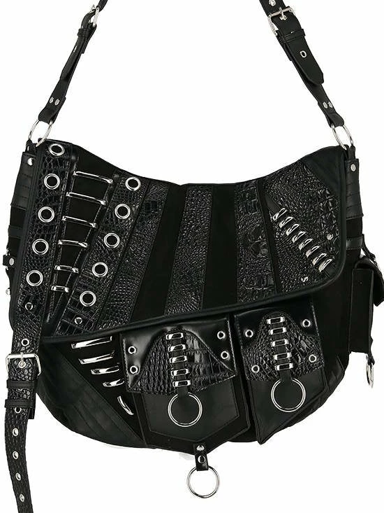 ReStyle Patchwork Hobo Bag With Multiple Pockets And Dragon PU 3 ReStyle Patchwork Hobo Bag With Multiple Pockets And Dragon PU