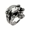 INOX Men's Stuff Black Oxidized Skull Ring With Claws