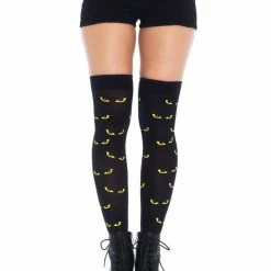 Leg Avenue Spooky Eyes Printed Opaque Thigh Highs