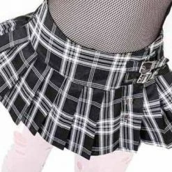 Lip Service World's End Pleated Mini Skirt - B&W Plaid