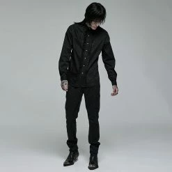 Punk Rave Men's Stuff Gothic Floral Embroidered Ruffled Shirt