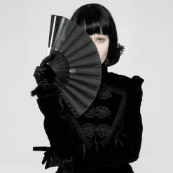 Punk Rave Accessories Gothic Fabric Rivet Fan